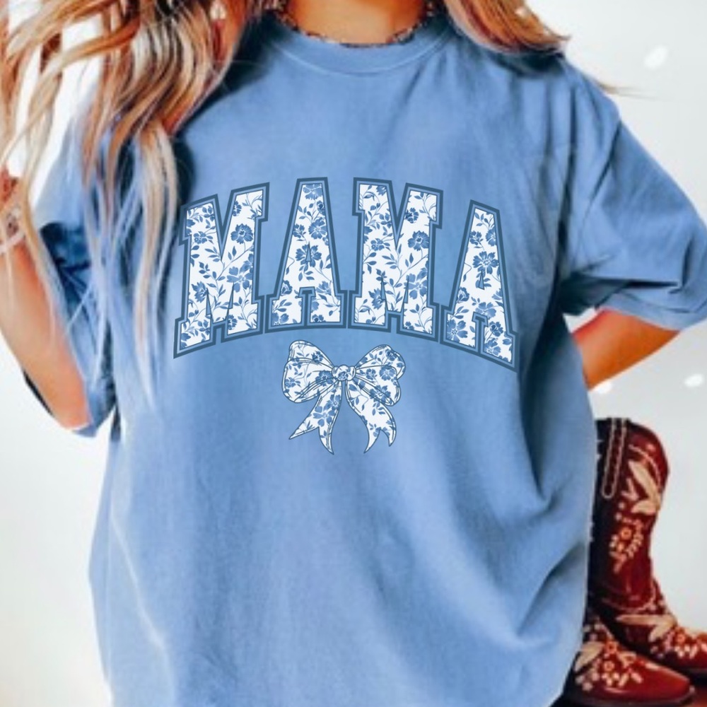 NEW Comfort Colors Mama Chinoiserie Shirt Graphic Tee, Oversized Shirt, Mom